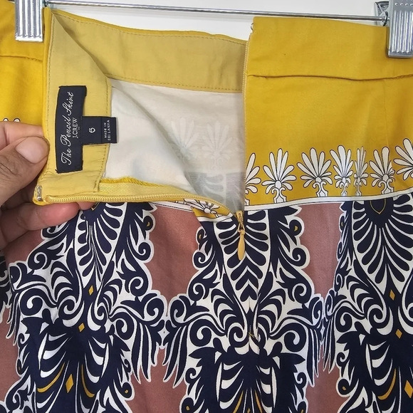J. Crew Lisbon Scroll Yellow Print Skirt Size 6 - Picture 8 of 10